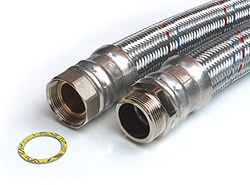 H2O-Flex® Panzerschlauch DN50 mit verzinkter Umflechtung 2 Zoll ÜM x 2 Zoll AG, Flexschlauch für Nutzwasser 1m