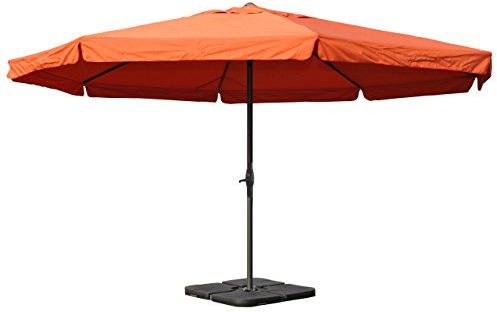 Sonnenschirm Meran Pro, Gastronomie Marktschirm mit Volant Ø 5m Polyester/Alu 28kg mit Ständer - terracotta