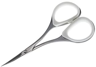 Seki EDGE SS-903 | Made in Japan | Kosmetikschere für Gesichtshaare, Augenbrauen & Barthaare | Handgeschärfte Edelstahl-Schere mit sanft gebogenen Klingen | Soft-Touch-Fingerringe | 9 x 4,5 x 0,6 cm