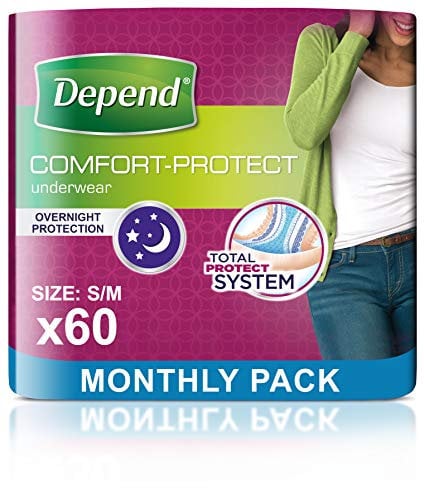 Depend Comfort Protect Incontinence Pants for Women, Small/Medium - 60 Pants