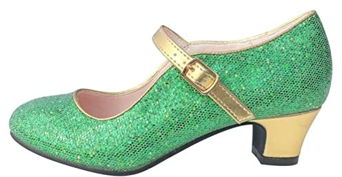 La Senorita Spanska Flamenco Anna Frozen skor – grön guld glamour – storlek 28