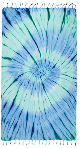 Kikoya türkisches Strandtuch, Batik-Optik, 84 x 165 cm, Strandtuch, Bad, Pool, Yoga, Pilates, Picknickdecke, Wandteppich (Ozeanblau)
