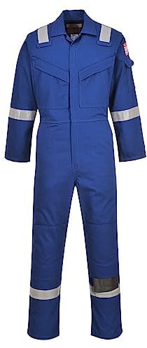 Portwest FR50 Men's Bizflame Work FR Coverall Flame Resistant Hi Vis Anti-Static Arc Proof Safety Overalls Reflective Knee Pad Pockets CE Certified Offshore Workwear, Royal Blue, XXL