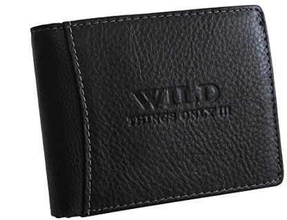Herren Querformat Geldbörse von Wild Things Only - Herrengeldbörse Geldbeutel Portemonnaie - rustikal Rindleder (Schwarz Rustikal) - präsentiert von ZMOKA®