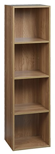 URBN LIVING ® 1, 2, 3, 4 Tier Wooden Shelving Bookcase Storage Wood Shelf Unit (4 Tier, Oak)