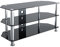 MAHARA Glass Corner TV Stand – Universal Black Glass TV Unit 100cm wide with Glass Shelves and Cable Management – TV Floor Stand Suitable for up to 50” TVs and Max Weight 45kg