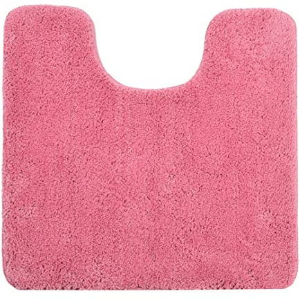 Allure Luxury Deep Pile Microfibre Pedestal Toilet Mat, Non-Slip, 50 x 50cm, Quick Dry & Easy Care (Rose Pink)