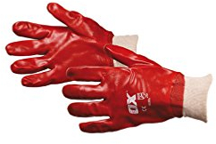 OX Red PVC Knit Wrist Gloves - Size 9 (L)