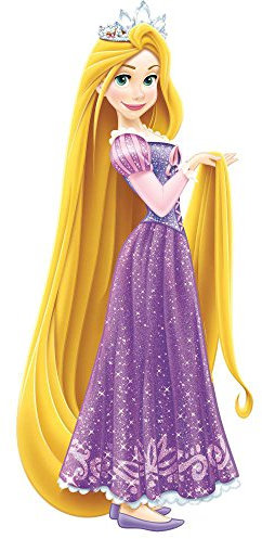 Disney Prinzessin – 1 Wandtattoo Riesen (100 cm) von Rapunzel (Kleid Glitzer) + 17 Aufkleber verschiedenen