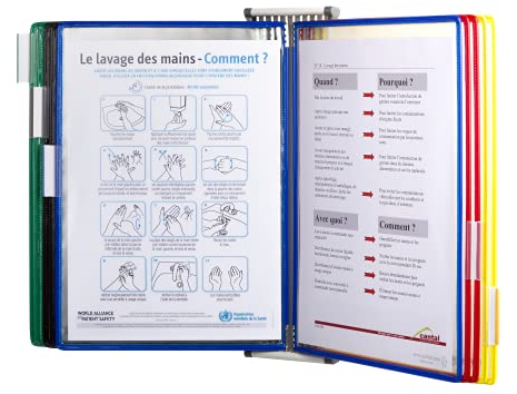 Tarifold Fr 414109 – Support Kit Mural document Tarifold métal, 10 pochettes A4 assortie, Présentation documents