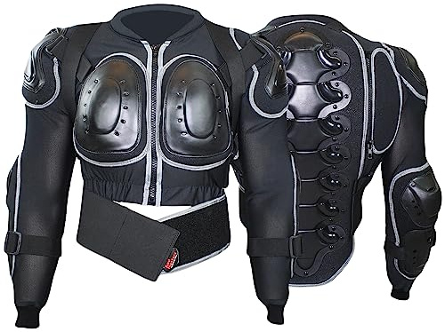 German Wear Protektorenjacke Damen & Herren für Motorrad Motocross ATV Skatebording Quad Scooter MTB Enduro Reiten Protektoren - Atmungaktiv 2in1 Jacke mit abnehmbar Rückenprotektor - Schwarz