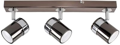 Modern 3 Way Polished Chrome and Black Chrome Finish Straight Bar Ceiling Spotlight