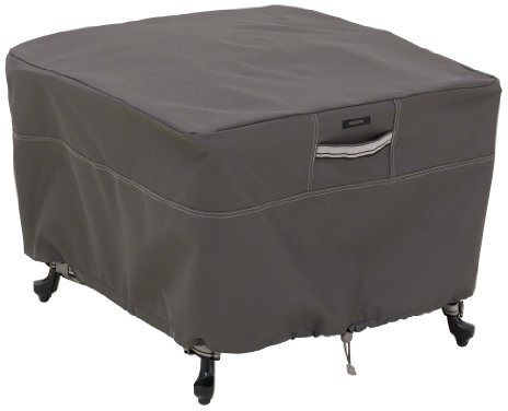 Classic Accessories Ravenna Water-Resistant 26 Inch Square Patio Ottoman/Table Cover, Outdoor Table Cover