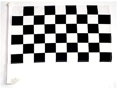 AZ FLAG - Drapeau Damier noir et blanc Pour Décoration Voiture Avec Attaches En PVC Et Système d'Accroche - Car Flag À Damiers - Course Automobile - Formule 1-100% Polyester - 50g - 45x30 cm