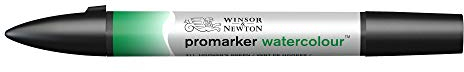 Winsor & Newton 0201311 Aquarellmarker - 2 Spitzen, Pinsel- und feiner Spitze, lichtecht, hochpigmentierte Aquarellfarben für Kalligrafie, Zeichnungen - Hooker's grün