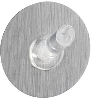 WENKO Static-Loc® Haken Mittelgroß Edelstahloptik - Befestigen ohne Bohren, Kunststoff (PET), 5 x 2.5 x 5 cm, Silber