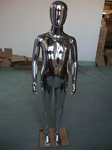 Qubeat Schaufensterpuppe Kinder Schaufensterfigur Kind Chrom verchromt gesichtslos PE Plastik