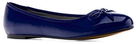 Flache Ballerinas für Damen und Junge Frauen mit flachem Blockabsatz und dekorativer Schleife - Loafer - TG104 – Große Auswahl an Farben und Ausführungen-Lack Blau-45 EU