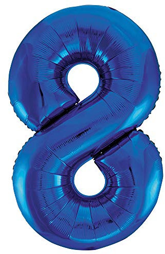 Blue Number 8 Shaped Large Foil Balloon (86cm) 1 Piece - Perfect for Birthday Parties and Special Events