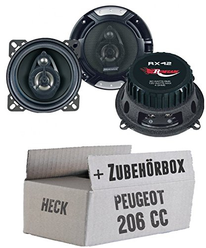 Lautsprecher Einbauset passend mit Renegade RX-42-10cm Koax-System für Peugeot 206 CC Heck