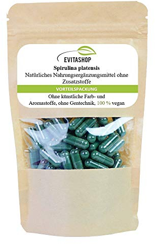 Evitashop Naturprodukte – Spirulina platensis in Vega-Kapseln – Vorteilspackung - Ohne Zusatzstoffe, 360 Kapseln – Netto 144 Gramm, Made in Germany.