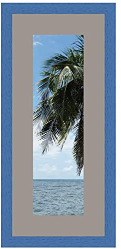Cadre Photo avec Passe-Partout TV Grey Cadre Photo Mural pour Image 18x50 / 18 x 50 cm Cadre Bleu Marine, 3 cm de Largeur, Cadre en Bois