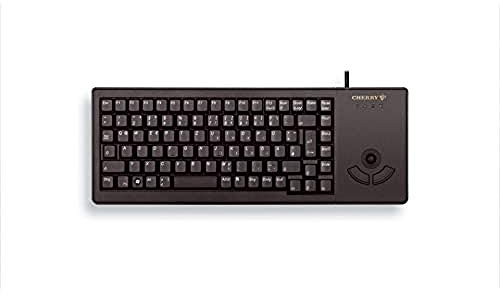 CHERRY G84-5400 XS, Kompakte Tastatur mit Trackball, EU-Layout (QWERTY), Kabelgebunden (USB-A Anschluss), Mechanische CHERRY ML Switches, Schwarz