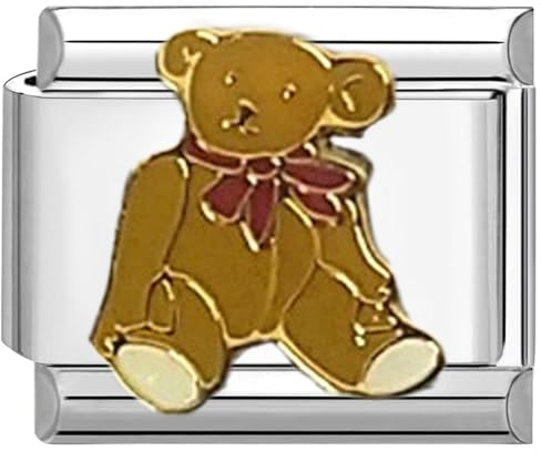 Quiges 9mm Italian Style Charm Modul Edelstahl Bär für Italienische Armbänder