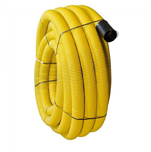110MM X 50M YELLOW GAS PIPE DUCT FLEXIBLE CABLE DUCTING INCLUDING COUPLING & DRAW CORD