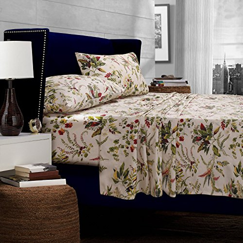 Tribeca Living Cotton Percale Twin XL Size Bed Sheet Set, Maui Multi