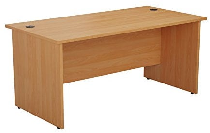 Office Hippo Heavy Duty Rectangular Home Office Desk, Integrated Cable Ports, PC Desk for Home or Office, 5 Yr Warranty, MFC & Beech, 120cm x 80cm