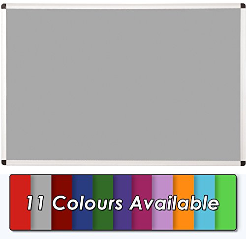 Wonderwall Premium Noticeboard Anti-Fade Felt with Aluminium Frame- 90 x 60cm with Discreet Corner Fixings (Grey) - Office, School, Industry, Info Points