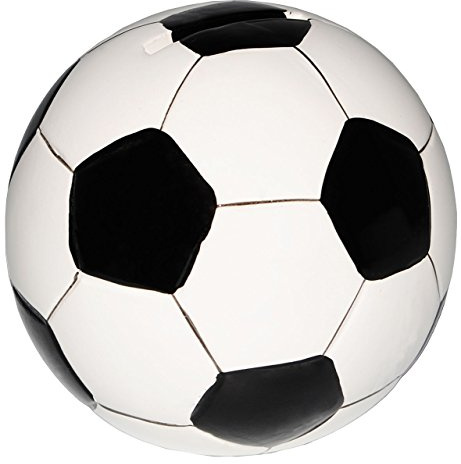 alles-meine.de GmbH große Spardose - Fußball/Ball - weiß & schwarz - stabile Sparbüchse aus Porzellan/Keramik - Sparschwein - Fußball Mannschaft - für Kinder & Erwachsene..