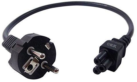kurzes Stromkabel/Netzkabel (Schutzkontaktstecker auf Kleeblattbuchse). 50cm. schwarz.