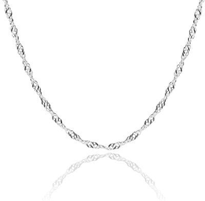 1mm sterling silver 925 Italian SINGAPORE ROPE twisted curb link chain necklace chocker bracelet anklet with spring ring clasp - inch 12/30cm