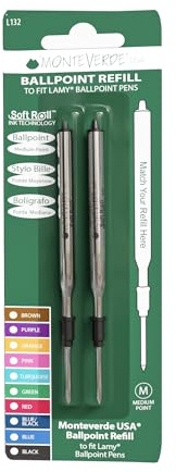 Monteverde Soft Roll Ballpoint Refill for Lamy Ballpoint Pens, Black, 2 Pack (L132BK)