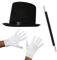 0207VP6OS4P Ensemble de 3 Accessoires de Magicien avec Chapeau, Baguette Magique et Gants Blancs