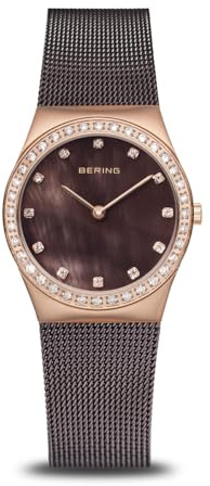 Bering Damen Quarz Uhr | Armbanduhr 30 mm Edelstahlgehäuse und Perlmutt Zifferblatt | Milanaisearmband | Saphierglas | 5 ATM | 12430