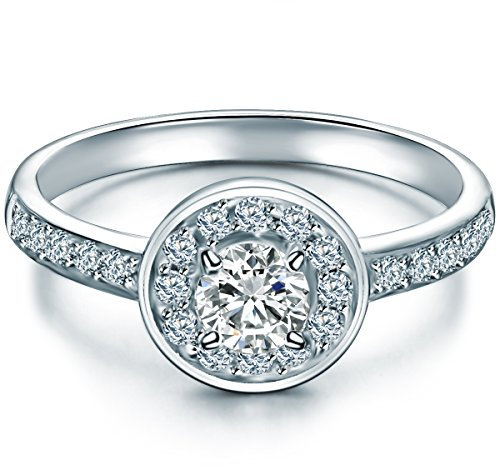 TRILANI Damen-Ring Sterling Silber Zirkonia weiß im Brillantschliff - Verlobungsring Silberring Damen mit Stein Antragsring