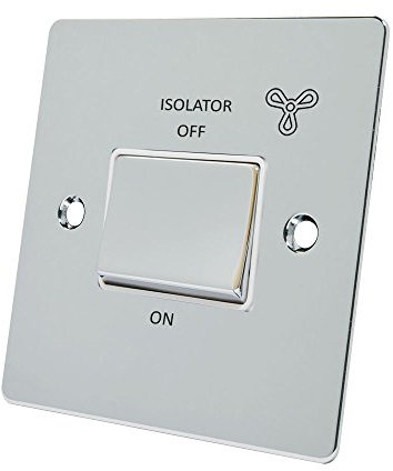 Alliance Electrical FPC3PFANWC Polished Chrome Flat White Insert Metal Rocker Switch-10 Amp 3-Pole Fan Isolator Switch