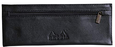 Rhodia 118449C ePURE Lederschlampermäppchen (schick und praktisch, ideal für unterwegs, 22 x 8,5 cm) 1 Stück, schwarz