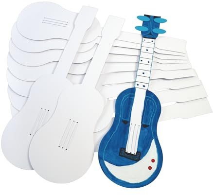 Colorations Dekorieren Sie Ihre eigenen Gitarren, Set mit 12 Gitarren für Kinder, 66 cm L x 20 cm B