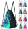 Winmany, Rucksack mit Kordelzug, Tragetasche, Schulterbeutel, im modischen Meerjungfrauen-Design mit glitzernden Schuppen, beidseitig verwendbar, sportlich, grün / schwarz