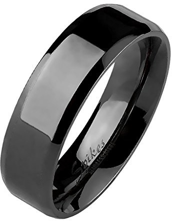 Mianova Unisex Band Ring Edelstahl Poliert Freundschaftsring Herrenring Damenring Partnerring Damen Herren Schwarz Größe 59 (18.8) 6mm Breit