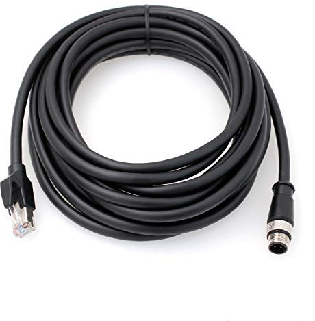 Encoder Sensor M12 4 Pin D-Code RJ45 Cat.6 Ethernet Shielded Cable Industrial Machinery Camera Network Robot (5m)
