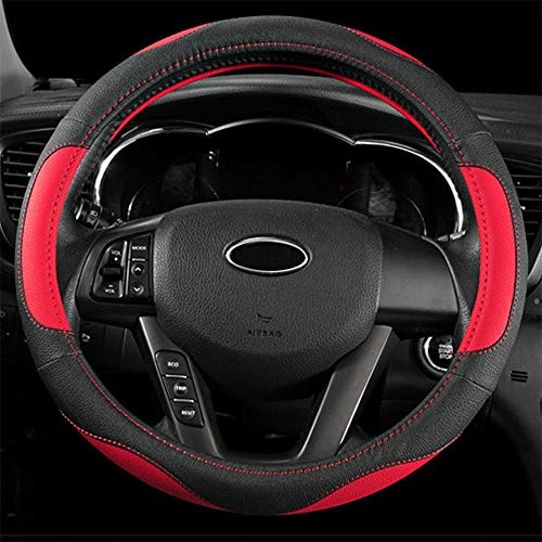 Coofig Auto Lenkradbezug aus Microfiber Leder, Langlebig, A Atmungsaktiv, Passend für die Meisten Autos, Warm im Winter, Universal Größe Lenkradhüllen 38cm (15 Zoll)