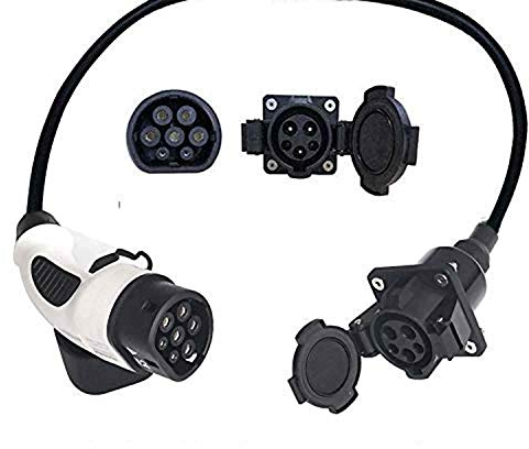 KHONS EV Adapter Typ 1 auf Typ 2, 32A EV Ladekabel für Elektrofahrzeuge 0.5M SAE J1772 zu IEC 62196-2
