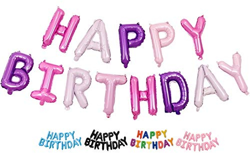 DIWULI Happy Birthday Banner Palloncino Rosa Viola Festa