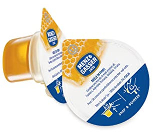 Menz&Gasser Miele di Fiori Snap&Squeeze, Miele Monodose, Aroma Floreale e Colore Ambrato, 100% Made in Italy, Ideale per uno Spuntino o per Colazione, 100 Porzioni x 20 g