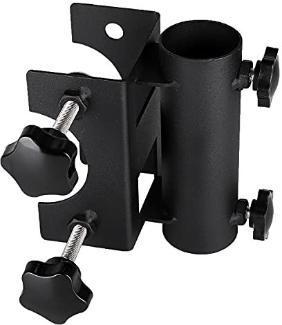 Terrassen-Regenschirmhalter, für den Außenbereich, robuste Stahl-Deck-Regenschirmklemme zur Befestigung am Geländer (Bereich: 10,2 cm – 6,5 cm) Maximiert Platz und Schatten (1).